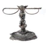 Hall furniture: A Coalbrookdale cast iron stick stand with drip tray, with diamond registration