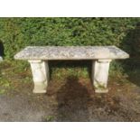 Garden Seats/Furniture: A Portland stone bench, (made up) including Edwardian elements, 143cm