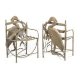 Chairs/furniture: ▲ A pair of bronze chairs by John Harwood in the style of Claude Lalanne