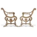 Garden Seats/Furniture: A pair of Carron foundry cast iron seat terminals, Scottish, late 19th
