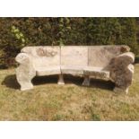 Garden Seats: A rare Cotswold curved stone seat, early 20th century, 247cm wideThe Cotswold