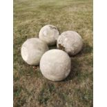 Gate piers: A set of four carved Cotswold stone gate pier balls, 33cm diameterThe Cotswold