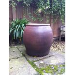 Garden pots/urns: A large hand-thrown stoneware planter, late 19th century, 70cm high