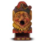 Garden Games: A painted Passe-Boule game board of a Jester, modern, 86cm high by 42cm wide