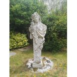 Garden statues: A patinated fibreglass term figure representing Autumn, modern, 146cm high