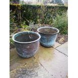 Garden pots/urns: A near pair of washing coppers, 19th century, 55cm diameter