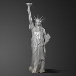 Garden statues: After Frédéric Auguste Bartholdi: A metal alloy figure of the statue of Liberty,