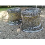 Garden pots/urns: A pair of unusual rustic composition stone planters, French, mid 20th century,