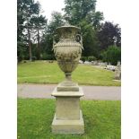 Garden pots/planters: A composition stone Swedish style urn, modern, 252cm high