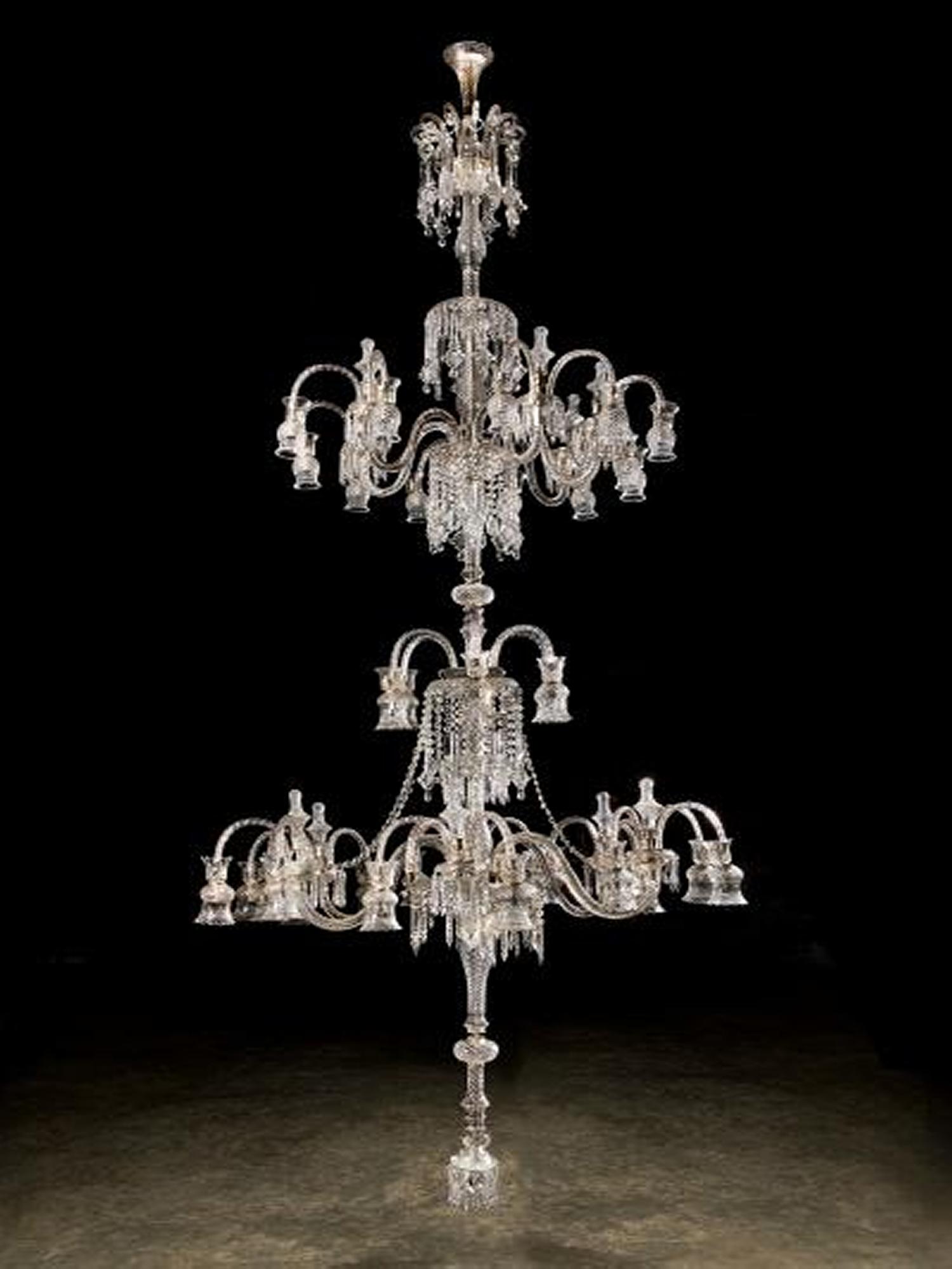 Lighting: A magnificent and monumental cut glass chandelier, modern, 430cm high by 180cm diameter