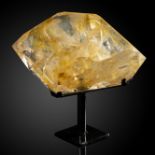 Interior Design/Ornament: A limonitic quartz freeform on metal base, Brazil, 28cm wide