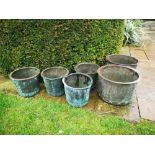 Garden pots/urns: A pair of washing coppers, 19th century , 39cm diameter, together with a set of