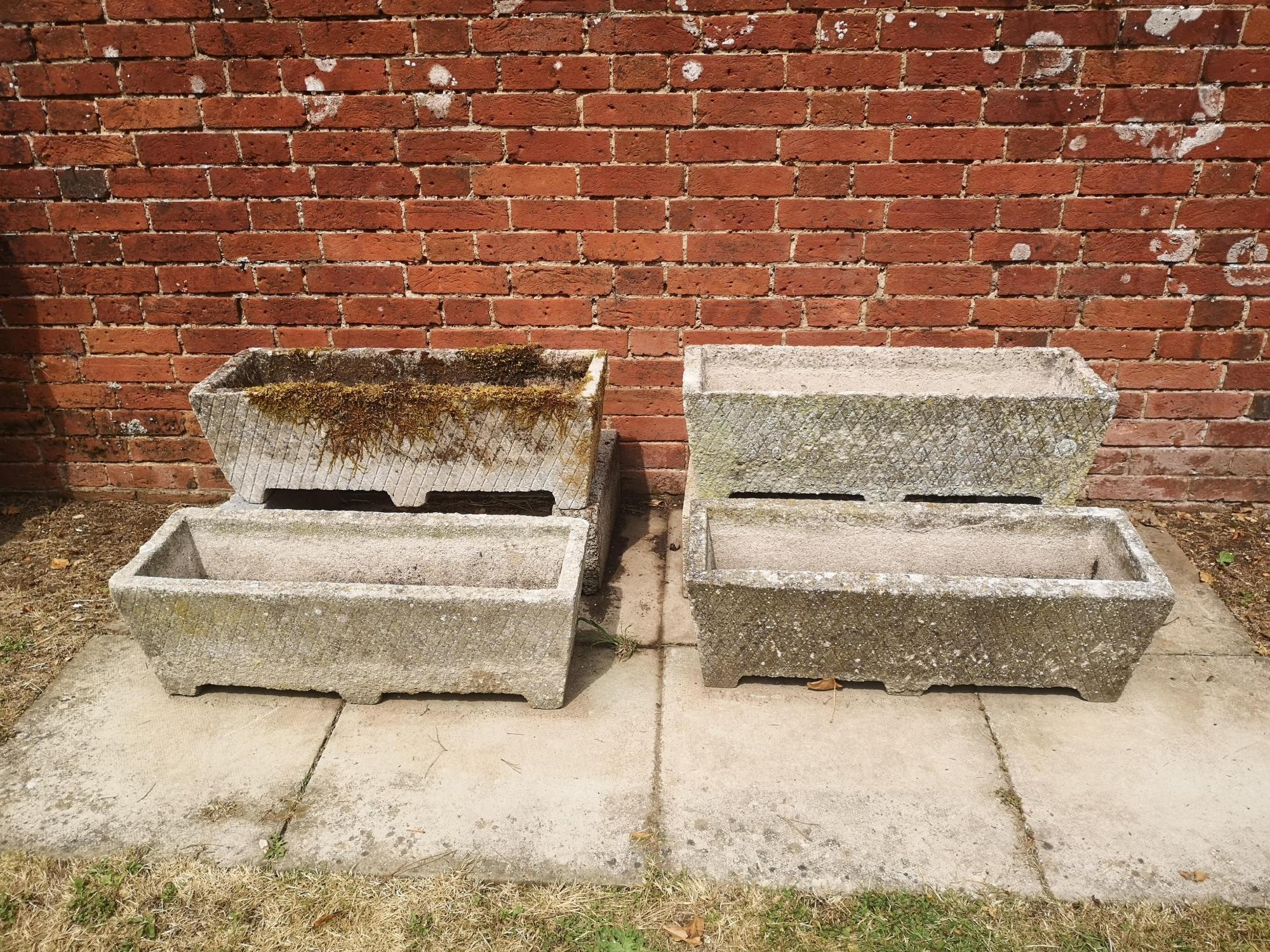 Garden Planters: A set of four composition stone planters, 2nd half 20th century , 28cm high by 77cm