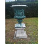Garden pots/planters: After the Antique: A painted composition stone Borghese urn, modern, on