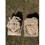 Architectural: A pair of Victorian gothic style carved stone architectural heads of a king and