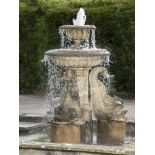 Fountains: A composition stone fountain, 205cm high by 125cm wide