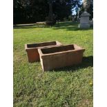 Garden pots/urns: A pair of rectangular terracotta planters