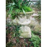 Garden pots/planters: A pair of composition stone urns, modern, 76cm high