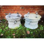 Oriental: A pair of Sian style bronze drums/stools, modern, 50cm wide