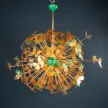 Lighting: A large handmade Venetian glass butterfly “Sputnik” chandelier, modern, 80cm high (