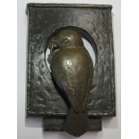 Door furniture: A similar bronze door knocker of a Blue tit with a worm , 1930s, unsigned, 11cm high