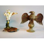 Hall Furniture: A cast iron stick stand, 20th century, 55cm high, together with a bronze eagle