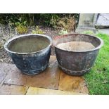 Garden pots/urns: A near pair of washing coppers, 19th century, 38cm diameter