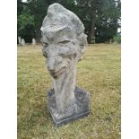 Garden statues: A composition stone bust of Mephistopheles, modern, 60cm high