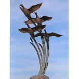 Fountains: John Cox, Flight of Ducks (Water Fountain), Bronze, 127cm high by 92cm wide by 82cm deep