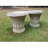 Garden urns/pots: A pair of composition stone basket planters, modern, 38cm high by 60cm diameter