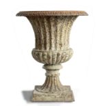 Garden pots/planters: A Victorian cast iron urn probably by the Handyside Foundry, 2nd half 19th