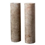 Pedestals: A pair of veined marble column pedestal sections, 19th century, 100cm high