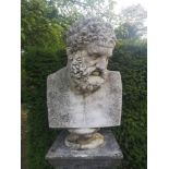 Garden statues: After the Antique: A composition stone bust of Hercules, late 20th century, 84cm