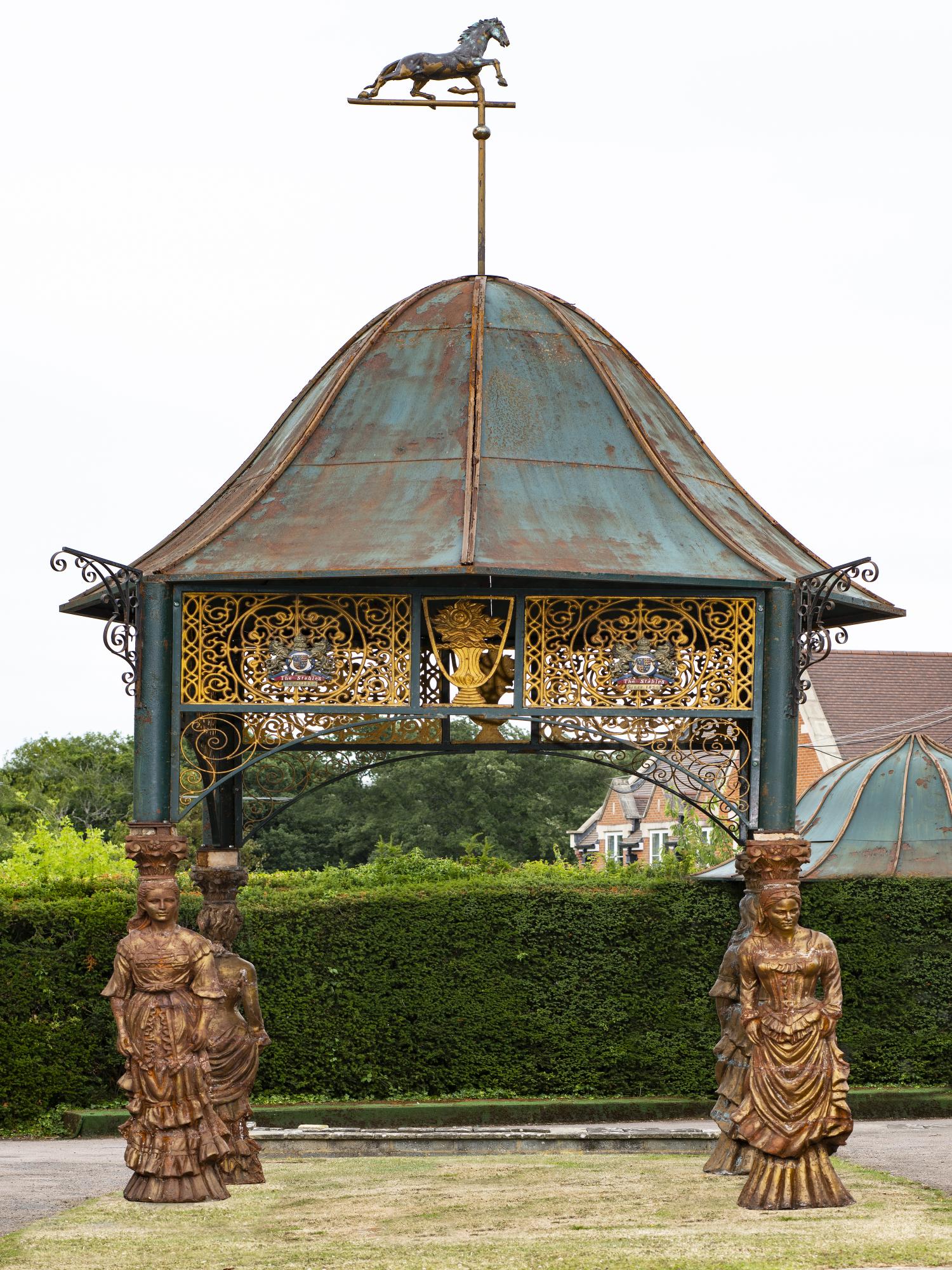 Garden Structures: An impressive cast iron pavilion, 6 metres high by 330cm square These pavilions