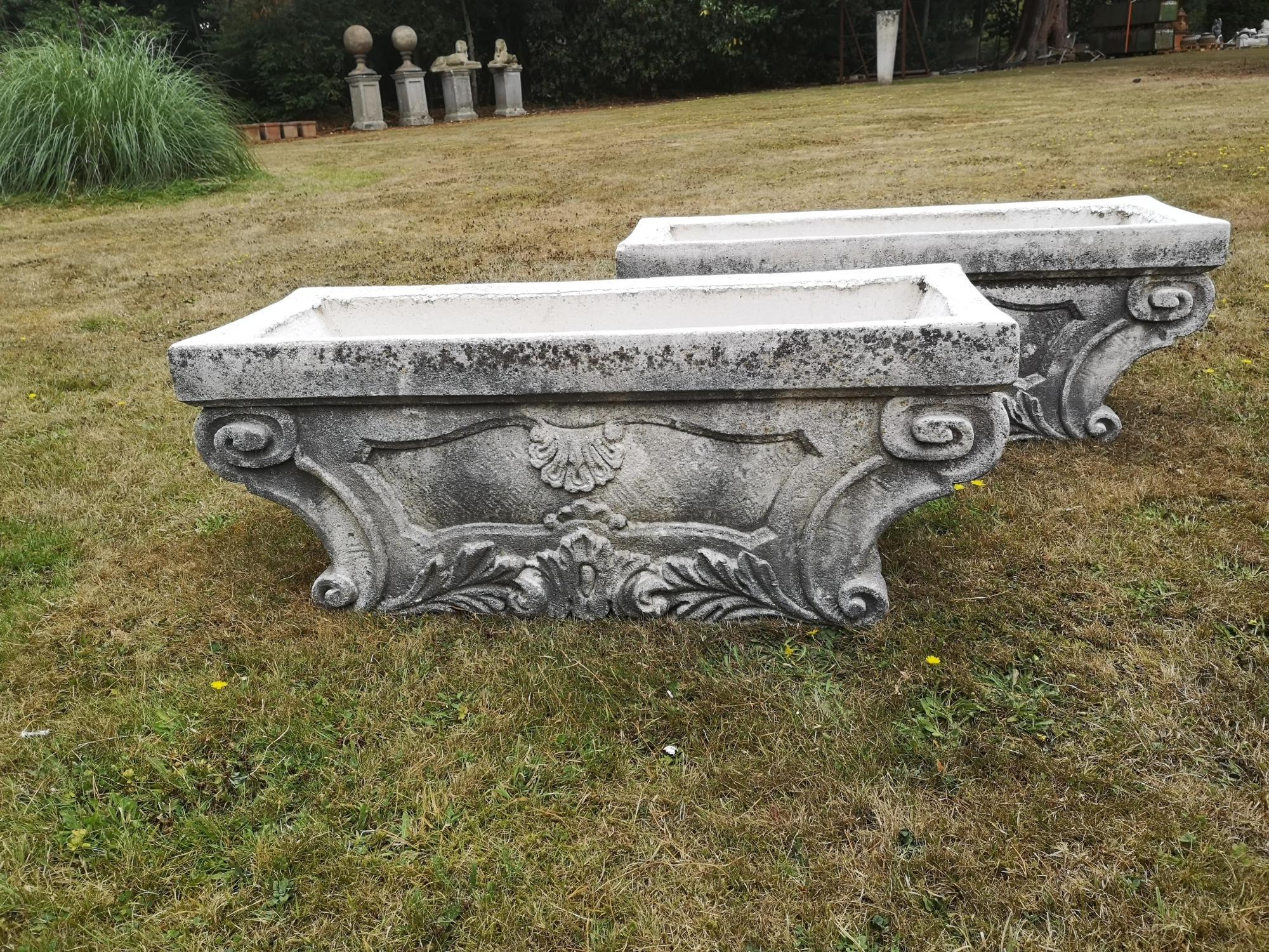 Troughs/Planters: A pair of composition stone troughs, modern, 39cm high by 97cm wide