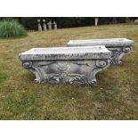 Troughs/Planters: A pair of composition stone troughs, modern, 39cm high by 97cm wide