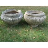 Garden Planters: A pair of Compton Pottery Leix pots early 20th century (damages) 37cm high by