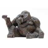 Sculpture: Sitting Orang-utan Bronze 12cm high by 14cm wide by 12cm deep