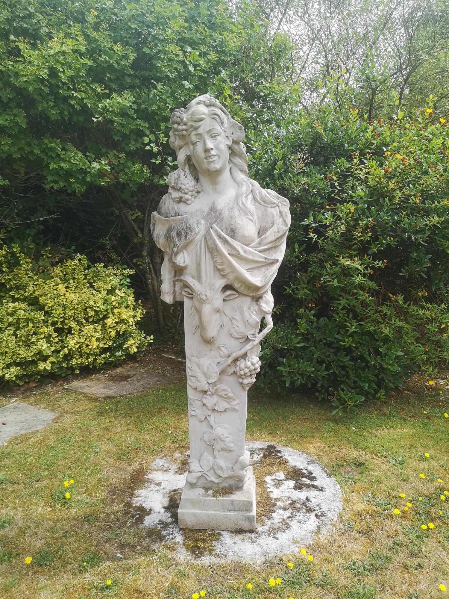 Garden Statuary: A patinated fibreglass term figure representing Autumn modern 146cm high