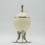 Interior Design: Trinket Box Ostrich egg & silvered eagle claw feet & pineapple 28cm high by 16cm