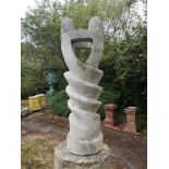 Garden Statuary: A composition stone group of entwined figures 2nd half 20th century 104cm high