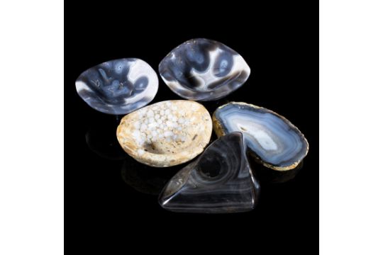 Mineral/Interior Design: Five semi-precious stone bowls consisting of agate from Madagascar, agate