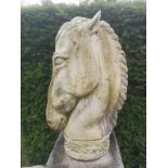 Garden Statuary/Equestrian: A composition stone horses head modern 86cm high