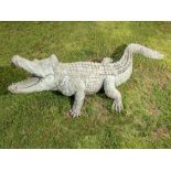Sculpture: A large bronze crocodile modern 295cm long