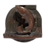 Home Deco: An unusual bronze door knocker in the form of a salmon 1930s stamped GHM 10cm high by