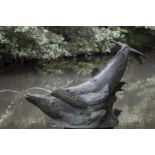 Sculpture: Humpback Whales (Water Fountain) Bronze 68cm high by 91cm wide by 50cm deep