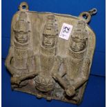 19th Century Benin bronze warrior/ tribal plaque ( 5 kg )