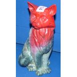 Green and red Royal Doulton flambe cat figure