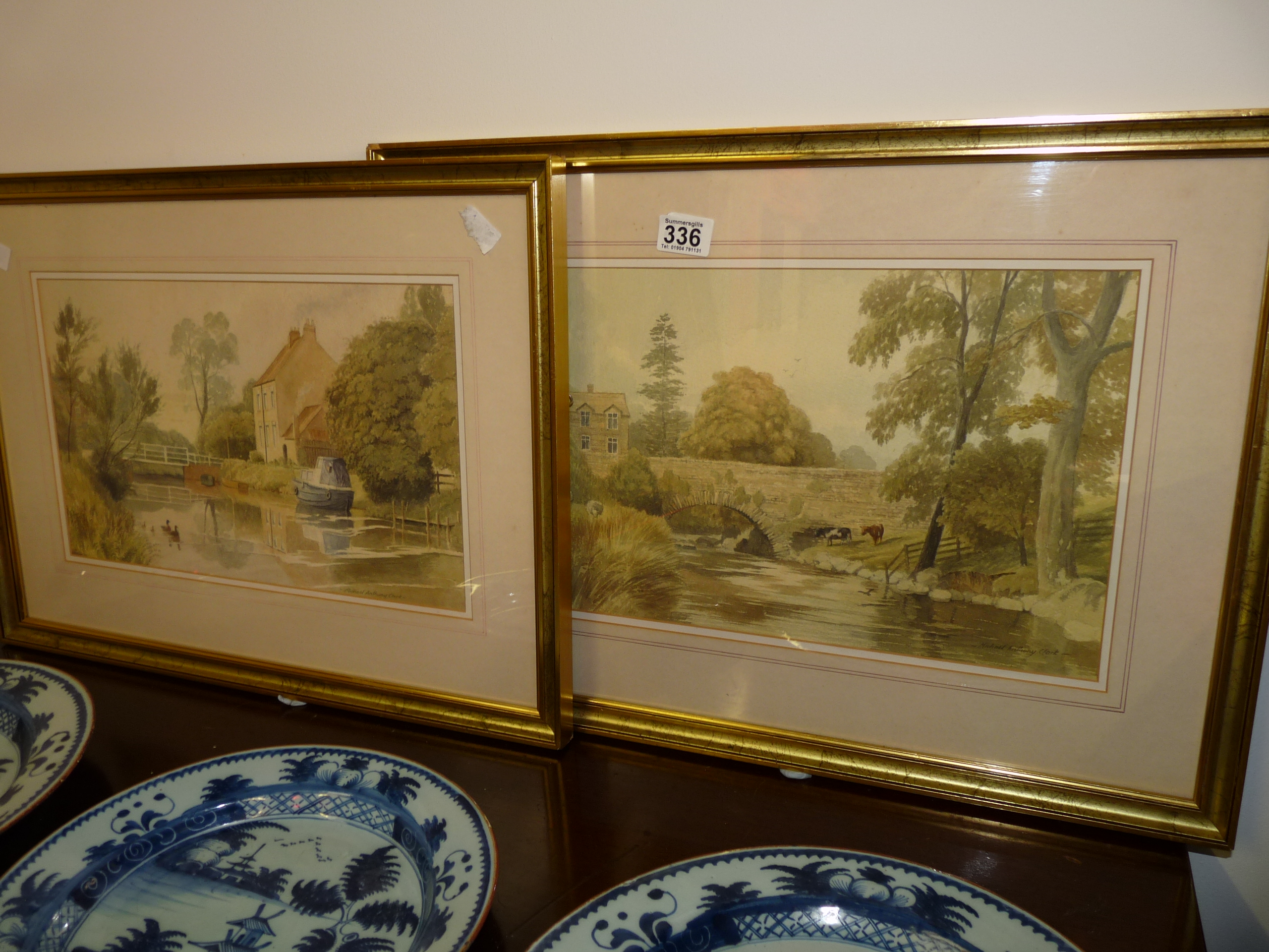 Pair of river scene watercolours by Michael Anthony Clark