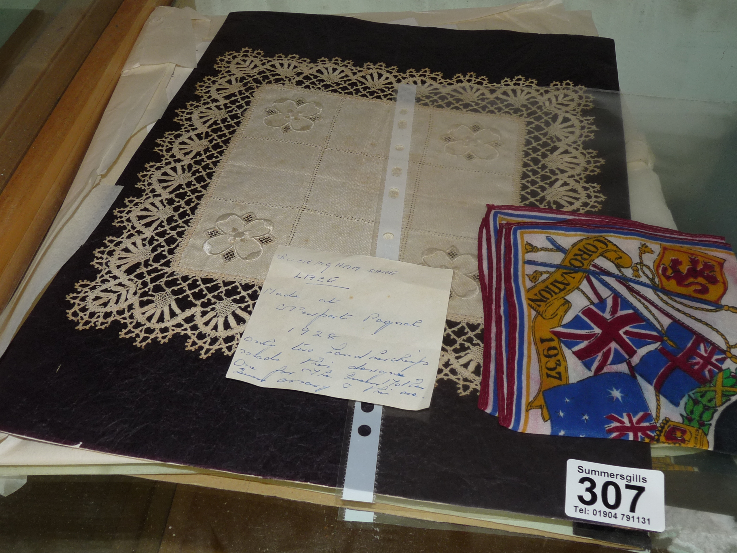 Commemorative Coronation lace and handkerchief 1928